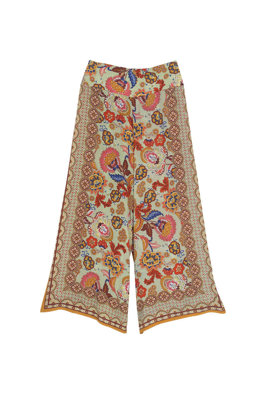 Crepe Palazzo Pants - Indian Flower Taupe - One Hundred Stars